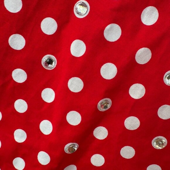 Girls Size 14 Vintage 50's Red & White Polka Dot Dress + TONS OF RHINESTONES - Picture 4 of 5